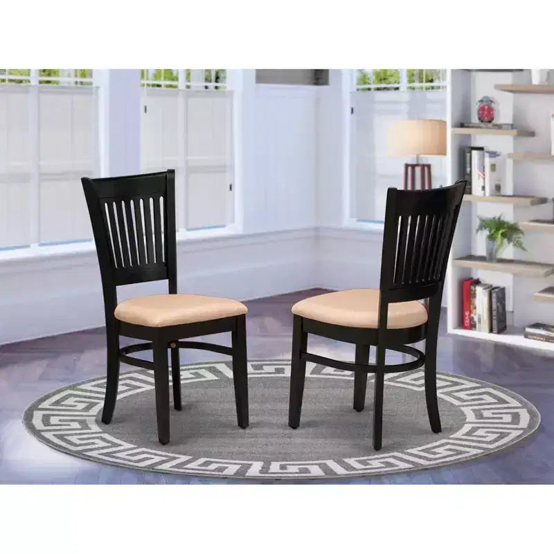 Sillas de comedor con motivos africanos - Asiento de tela de lino y respaldo de listones