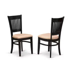 Sillas de comedor con motivos africanos - Asiento de tela de lino y respaldo de listones