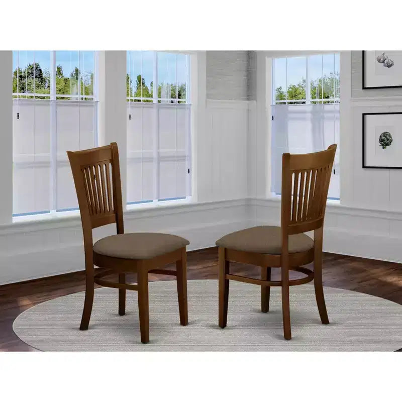 Sillas de comedor con motivos africanos - Asiento de tela de lino y respaldo de listones