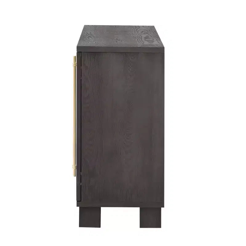 Aparador de madera con almacenamiento, estantes ajustables y tiradores dorados para comedor y sala de estar, color gris pardo