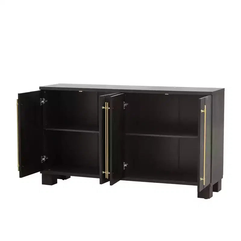 Aparador de madera con almacenamiento, estantes ajustables y tiradores dorados para comedor y sala de estar, color gris pardo