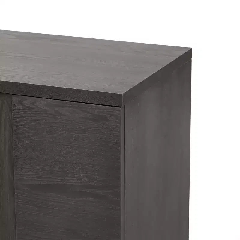 Aparador de madera con almacenamiento, estantes ajustables y tiradores dorados para comedor y sala de estar, color gris pardo