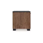 Mesa auxiliar Kallari con armario de almacenamiento de madera de dos tonos, marrón cálido