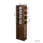 Estantería de madera de 179.9 cm de alto con 4 estantes y 3 cajones
