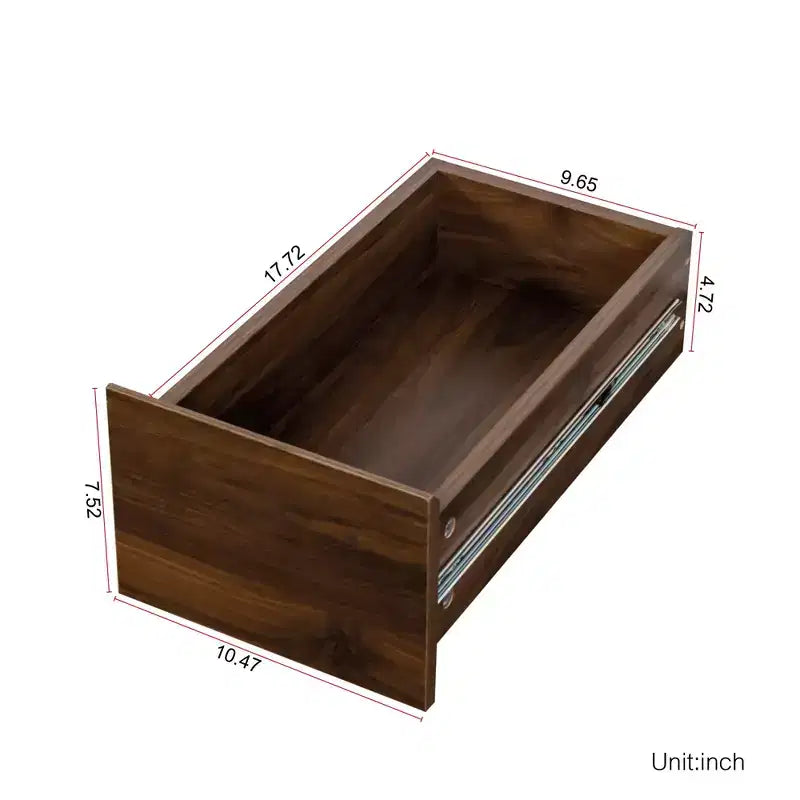 Estantería de madera de 179.9 cm de alto con 4 estantes y 3 cajones
