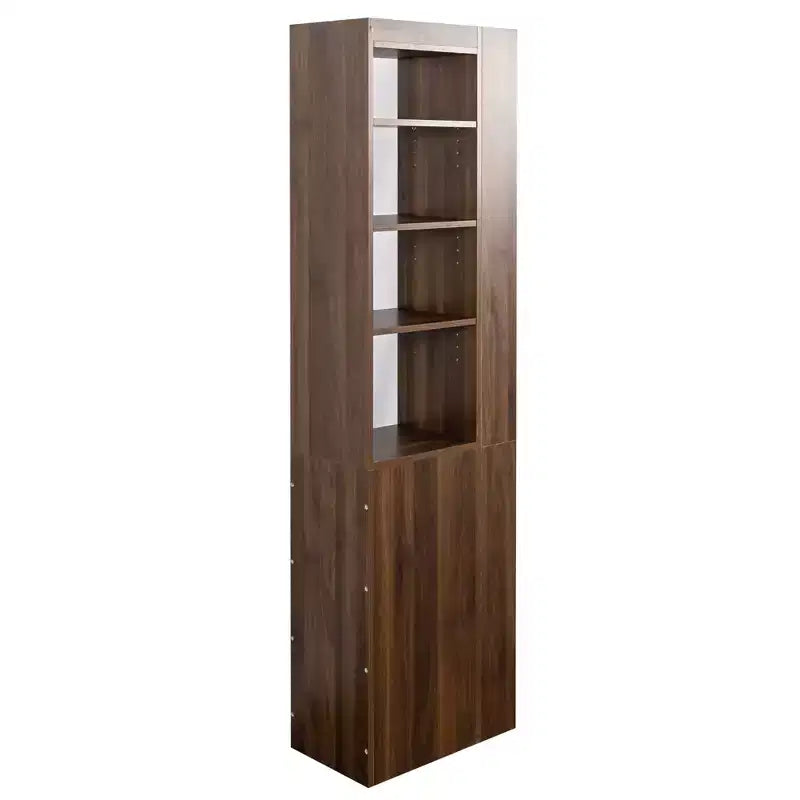 Estantería de madera de 179.9 cm de alto con 4 estantes y 3 cajones