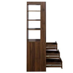 Estantería de madera de 179.9 cm de alto con 4 estantes y 3 cajones