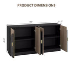 Aparador moderno de mediados de siglo con diseño estriado y puertas arqueadas, aparador de almacenamiento para comedor, sala de estar, cocina, aparador modular