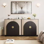 Aparador moderno de mediados de siglo con diseño estriado y puertas arqueadas, aparador de almacenamiento para comedor, sala de estar, cocina, aparador modular