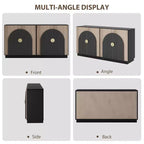 Aparador moderno de mediados de siglo con diseño estriado y puertas arqueadas, aparador de almacenamiento para comedor, sala de estar, cocina, aparador modular