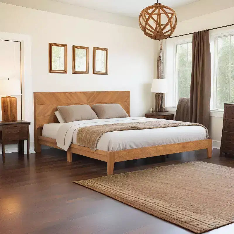 Cama King Weiss Clara con cabecero Nogal Ámbar