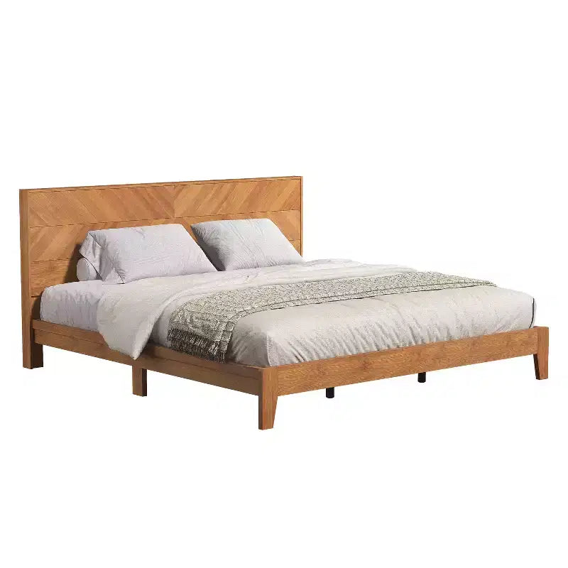 Cama King Weiss Clara con cabecero Nogal Ámbar