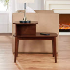 HomeStock Belmont Three Tier End Table with Hidden Storage Drawer, Two Shelves and Nickel Knob Perfect for Organizing Essentials