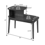 Mesa auxiliar Belmont de tres niveles con cajón de almacenamiento oculto, dos estantes y pomo de níquel, perfecta para organizar artículos esenciales
