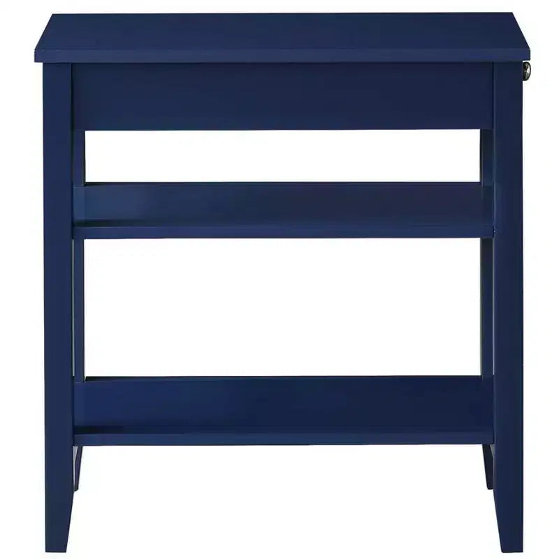 Mesa auxiliar abatible Belmont con compartimento de almacenamiento oculto y estante inferior, mesa auxiliar decorativa delgada para organización de sala de estar