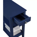 Mesa auxiliar abatible Belmont con compartimento de almacenamiento oculto y estante inferior, mesa auxiliar decorativa delgada para organización de sala de estar