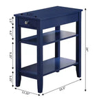Mesa auxiliar abatible Belmont con compartimento de almacenamiento oculto y estante inferior, mesa auxiliar decorativa delgada para organización de sala de estar