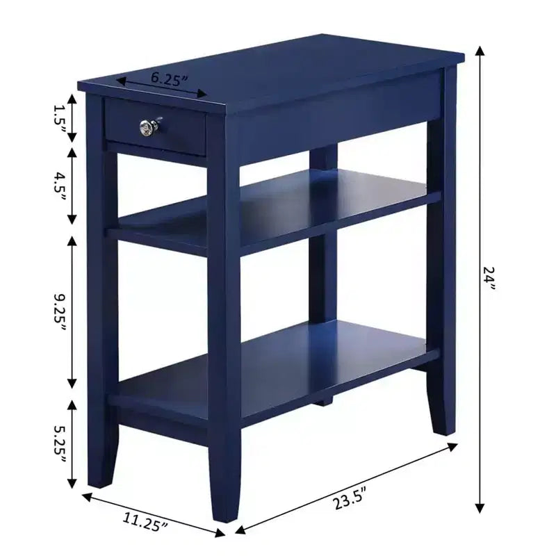 Mesa auxiliar abatible Belmont con compartimento de almacenamiento oculto y estante inferior, mesa auxiliar decorativa delgada para organización de sala de estar
