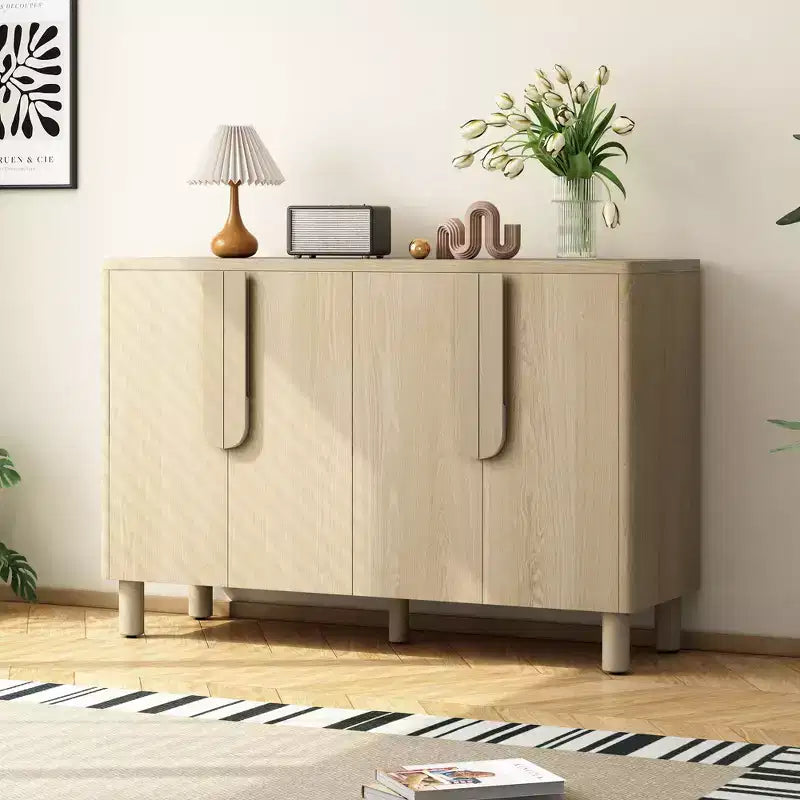 Aparador de madera, Mueble aparador con 4 puertas y 4 estantes, Armario de almacenamiento para sala de estar, comedor, cocina