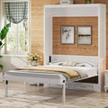 ModernLuxe Full Size Murphy Bed Wall Bed Frame, Wooden Storage Cabinet Bed with 2 Drawers, Beige