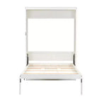 Cama Murphy de tamaño completo con mueble, cama de almacenamiento de madera con 2 cajones, beige