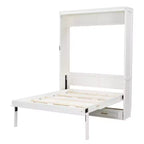 Cama Murphy de tamaño completo con mueble, cama de almacenamiento de madera con 2 cajones, beige