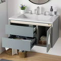 31 in Modern Wall Mounted Bathroom Vanity Cabinet Ceramic Cabinet Double 2 Drawers Cabinet Vanity with Smart Sensor Light