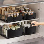 Organizador extraíble para armarios, cajones deslizantes sin taladros para armarios de cocina, estantes extraíbles metálicos para despensa, organizador para armarios de cocina