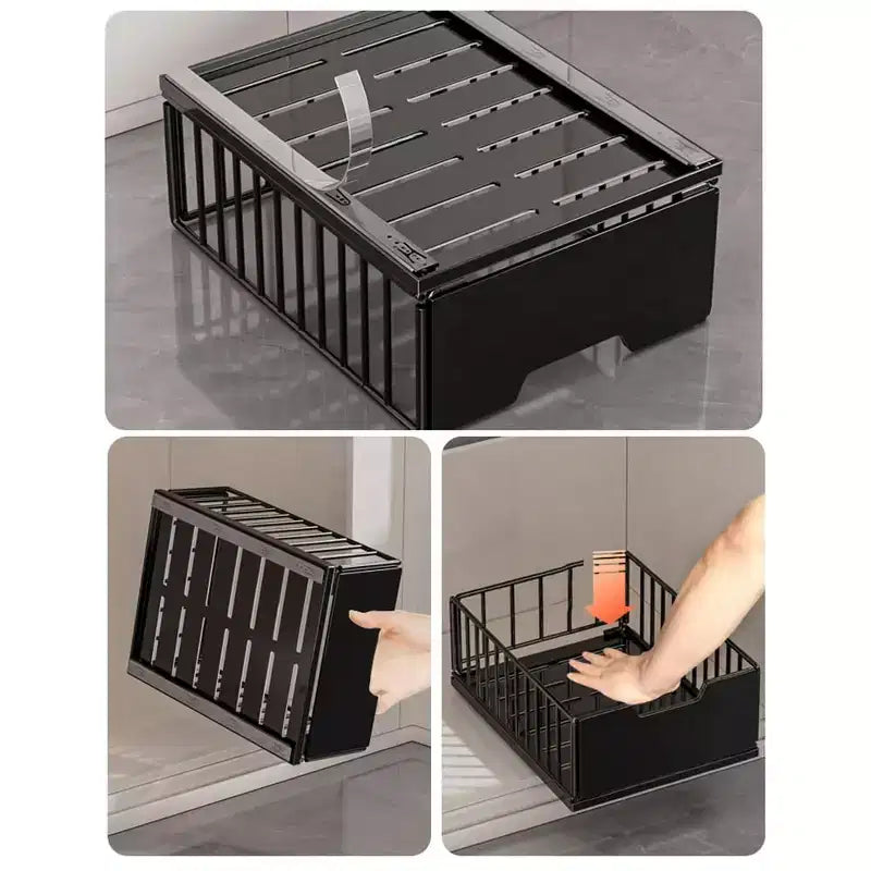 Organizador extraíble para armarios, cajones deslizantes sin taladros para armarios de cocina, estantes extraíbles metálicos para despensa, organizador para armarios de cocina