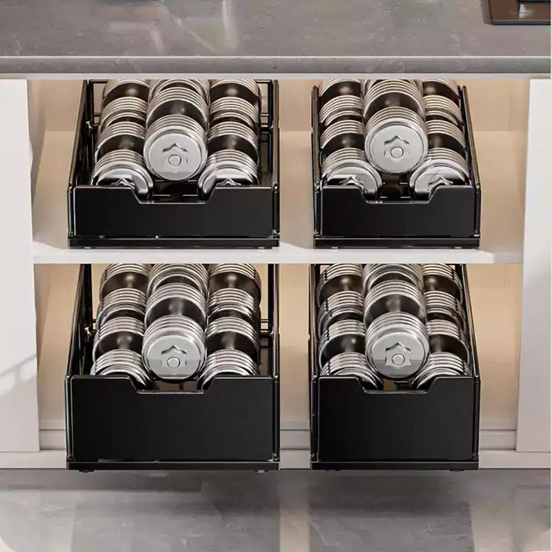 Organizador extraíble para armarios, cajones deslizantes sin taladros para armarios de cocina, estantes extraíbles metálicos para despensa, organizador para armarios de cocina