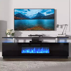 70'' Fireplace TV Stand with 36'' Firplace, Entertainment Center, 2 Tier TV Console Cabinet with Storage Cabinet, Electric Fireplace Heater