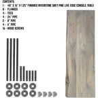 Mesa consola de madera maciza con borde natural gris Riverstone