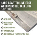 Mesa consola de madera maciza con borde natural gris Riverstone