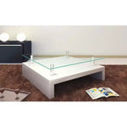 Mesa de centro MDF blanco de alto brillo, Cristal templado Mediana