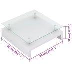 Mesa de centro MDF blanco de alto brillo, Cristal templado Mediana