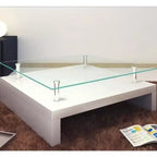 Mesa de centro MDF blanco de alto brillo, Cristal templado Mediana