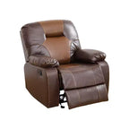 Sillón reclinable, sillón reclinable de cuero transpirable con respaldo ajustable para sala de estar, marrón