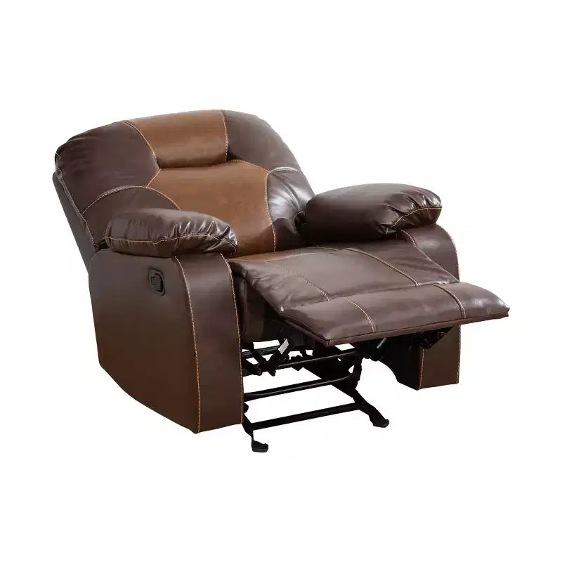 Sillón reclinable, sillón reclinable de cuero transpirable con respaldo ajustable para sala de estar, marrón