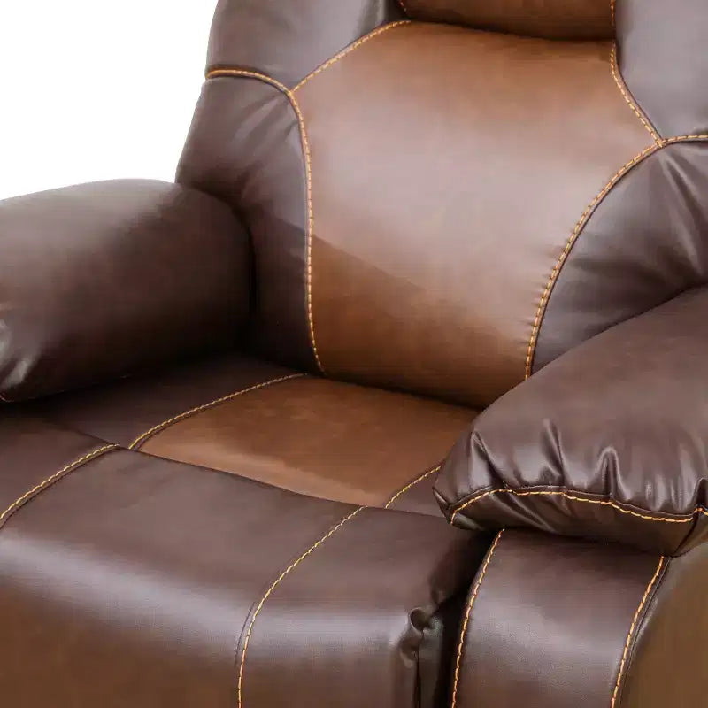 Sillón reclinable, sillón reclinable de cuero transpirable con respaldo ajustable para sala de estar, marrón