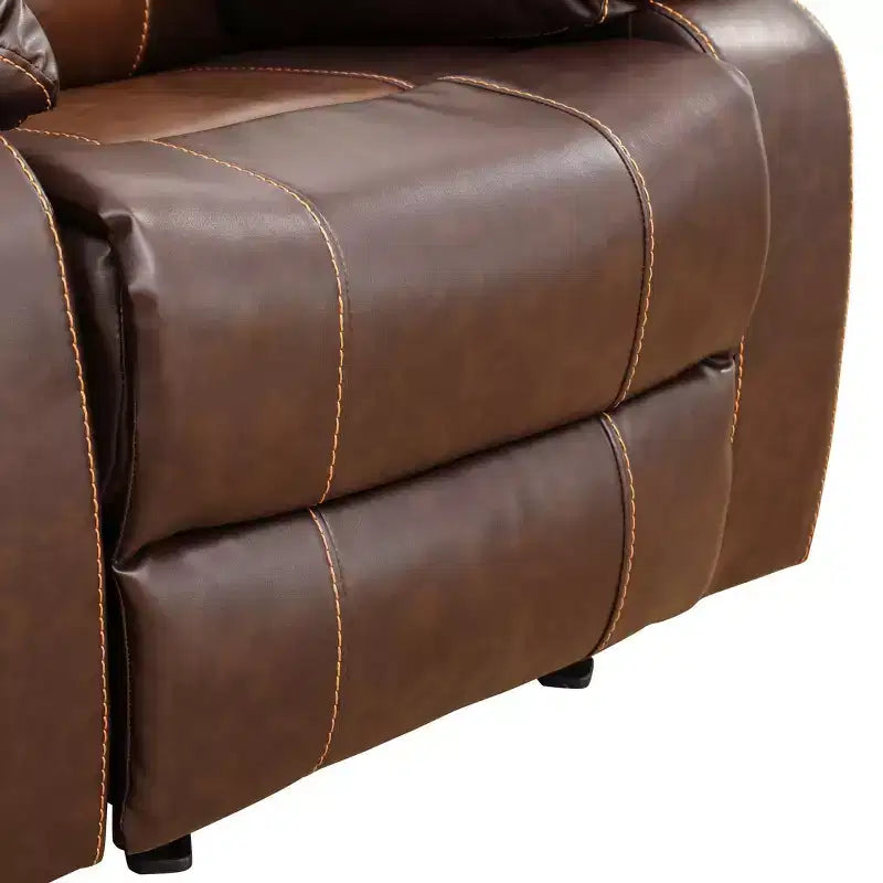 Sillón reclinable, sillón reclinable de cuero transpirable con respaldo ajustable para sala de estar, marrón