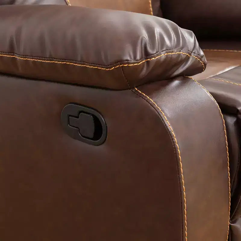 Sillón reclinable, sillón reclinable de cuero transpirable con respaldo ajustable para sala de estar, marrón