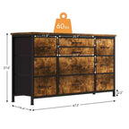 Cómoda para dormitorio con 6 cajones, cómoda ancha de tela para TV de 55" con marco de metal, tapa de madera, organizador de almacenamiento de tela para sala de estar