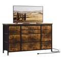 Cómoda para dormitorio con 6 cajones, cómoda ancha de tela para TV de 55" con marco de metal, tapa de madera, organizador de almacenamiento de tela para sala de estar