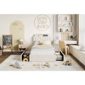 Bed Frame with 2 Flexible Drawers, Boucle Upholstered Platform Bed Frame with Bookcase Headboard, Twin Bed for Kids, No Box Spring Needed