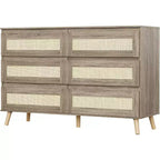 Wood Dressers for Bedroom with 6 Drawers, Wide Modern Chest of Drawers for Living Room, Hallway