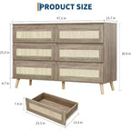 Cómodas de Madera para Dormitorio con 6 Cajones, Cómoda Ancha y Moderna para Sala de Estar, Pasillo