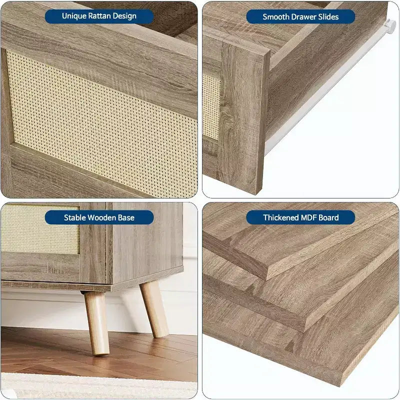 Cómodas de Madera para Dormitorio con 6 Cajones, Cómoda Ancha y Moderna para Sala de Estar, Pasillo