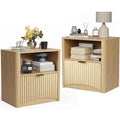 22.8 Wide Fluted Nightstand,Mid Century Modern Nightstand with Drawer and Storage, Fluted Nightstand for Bedroom Sofa Office