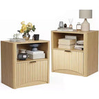 22.8 Wide Fluted Nightstand,Mid Century Modern Nightstand with Drawer and Storage, Fluted Nightstand for Bedroom Sofa Office
