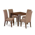 Seaside Dining Set 5 Piece - Square Table & 4 Parson Chairs - Linen Fabric - 36x36 Inch